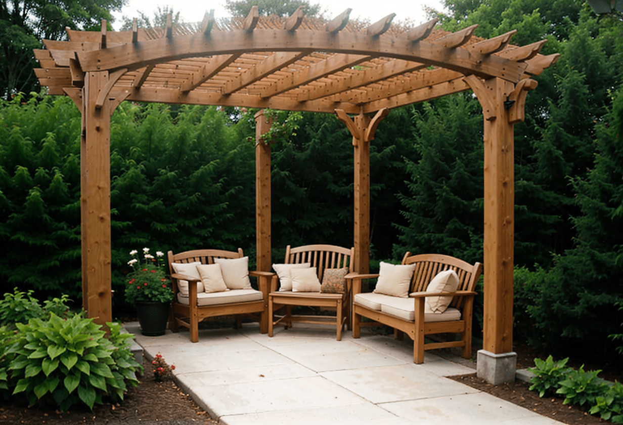 Pergola and Arbor Combo, shaded garden structure