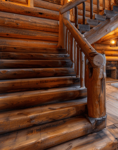 Rustic Stair Railing wood material house