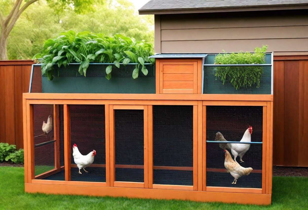 Urban chicken coop with planter