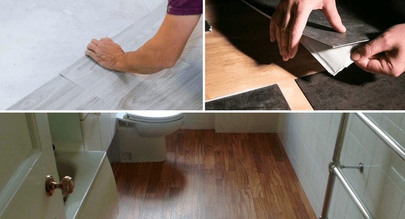 Vinyl tiles or planks, peel and stick tiles, laminate flooring bathroom