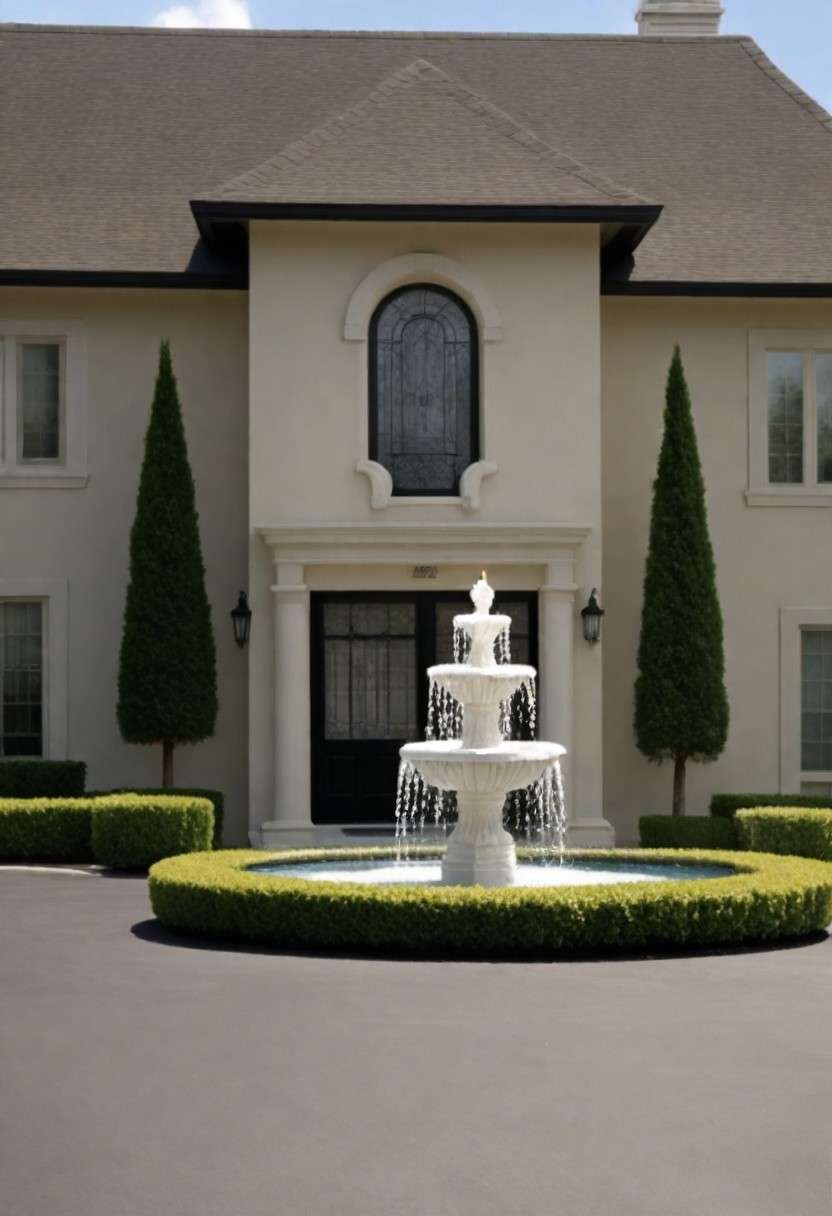 Welcoming Water Feature driveway