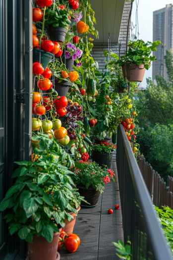 balcony garden, edible plants, colorful vegetables, urban gardening, container gardening....