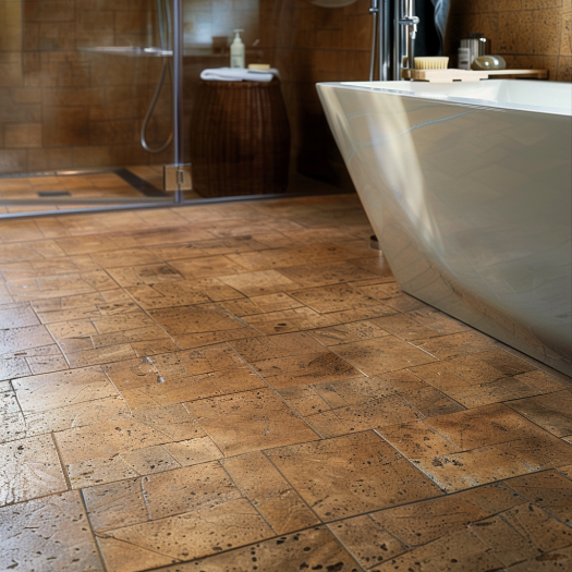 bathroom tile Cork being harvested and transformed into flooring, showcasing its eco-friendly nature