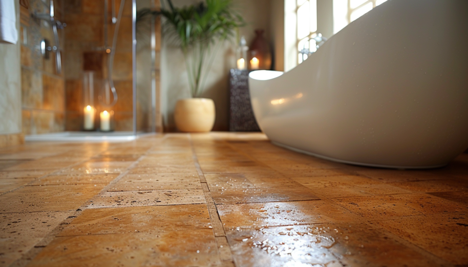 cork flooring, eco-friendly bathroom, antimicrobial, water-resistant, insulated, modern bathroom