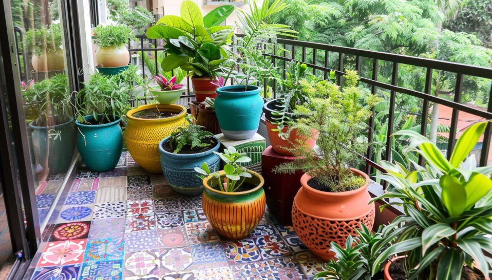 decorative pots, balcony garden, ceramic, terracotta