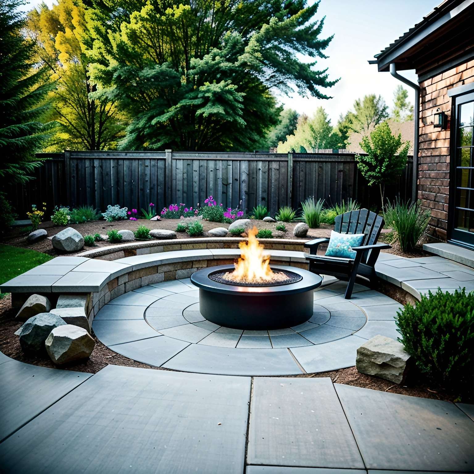 firepit rustic and modern