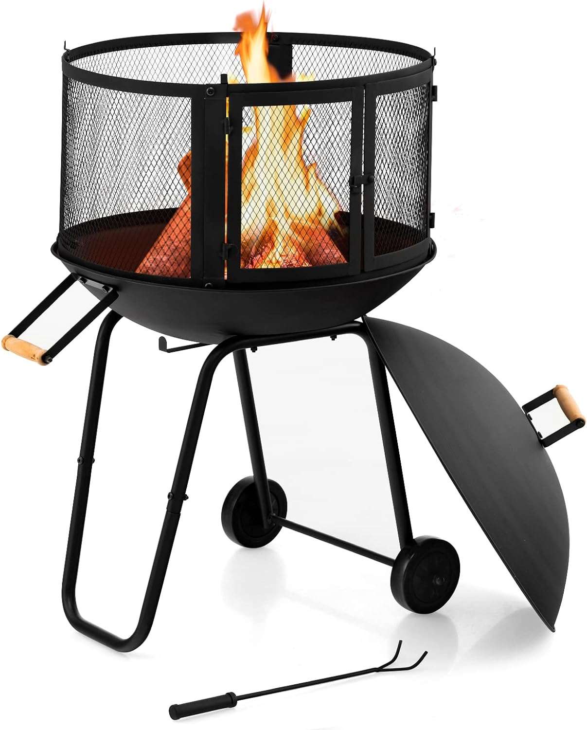 fire pit with wheels outdoor portable