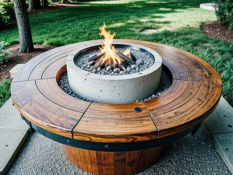 firepit wood table