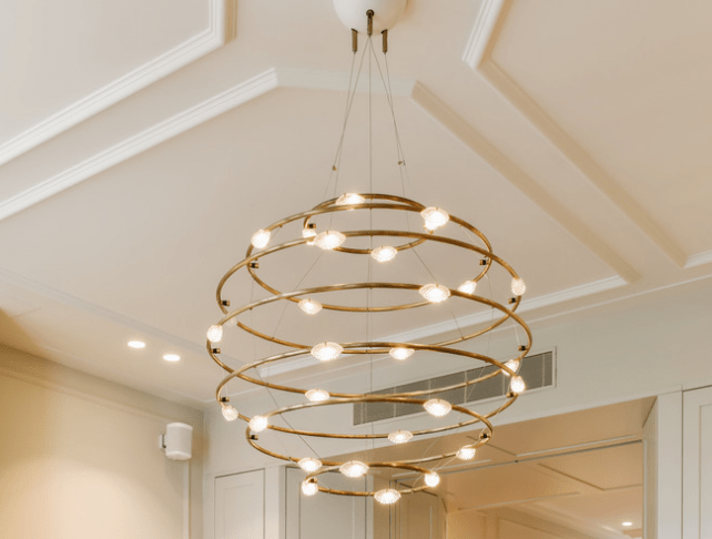 kitchen high ceiling chandelier circular