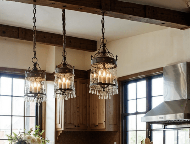 kitchen idea lightning chandelier crystal rustic