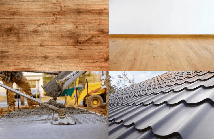 materials barndomoniums wood, metal, concrete, floor
