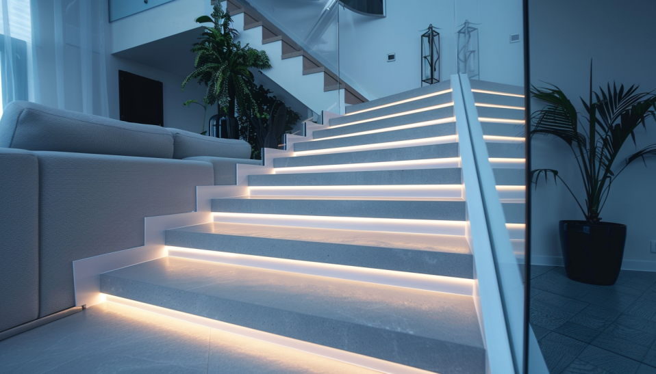 modern led strip lights stair railing