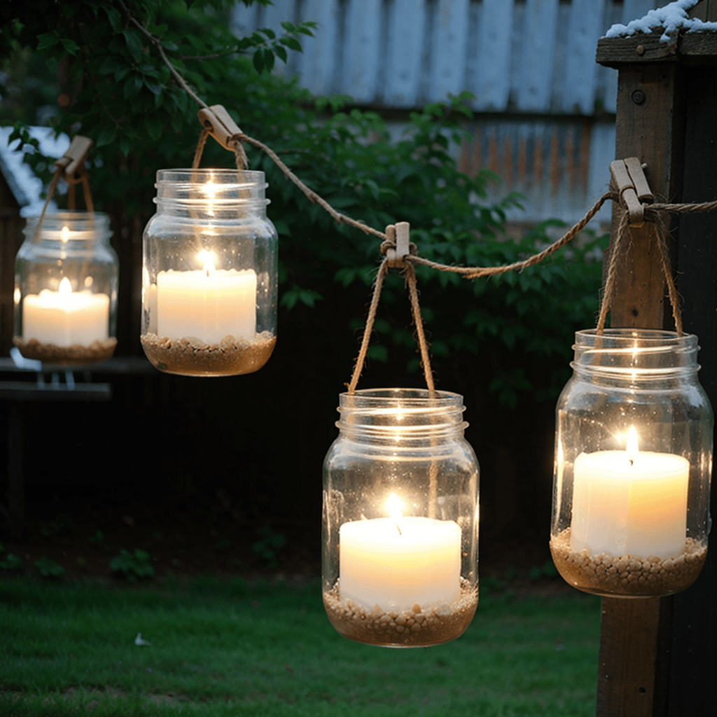 outdoor lightning old glass jars bottles candle