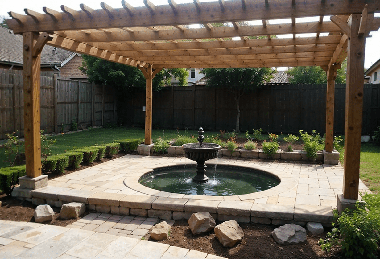 pergola with water feature fountain