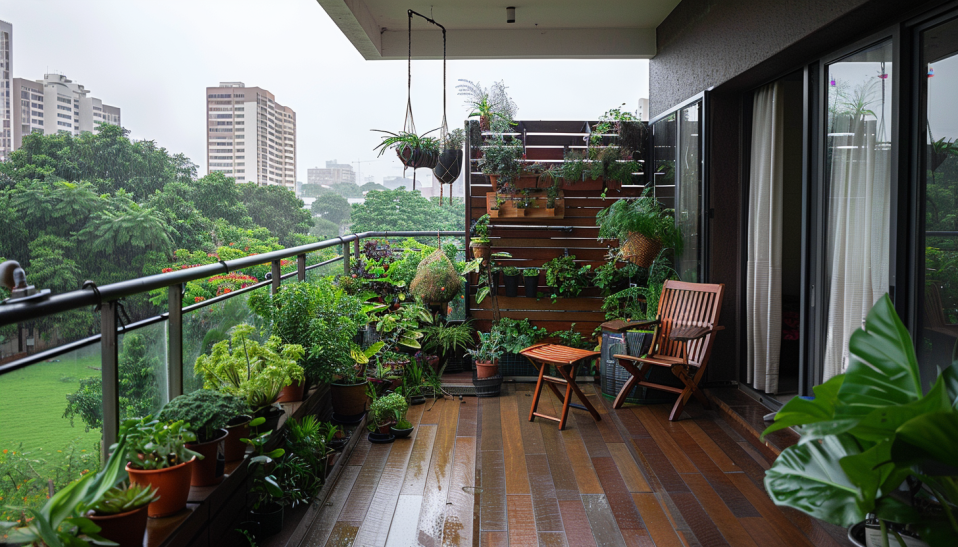 sustainable balcony garden, eco-friendly, native plants, compost bin
