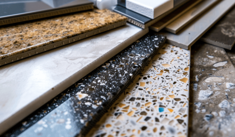 vinyl, ceramicporcelain tiles and water-resistant laminate