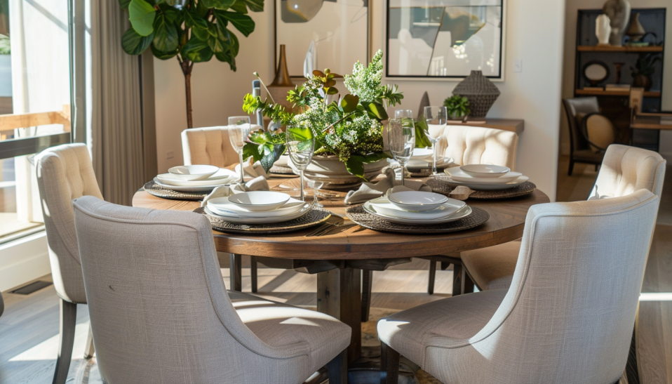 Chic Dining Area with Smudge-Resistant Dining Table