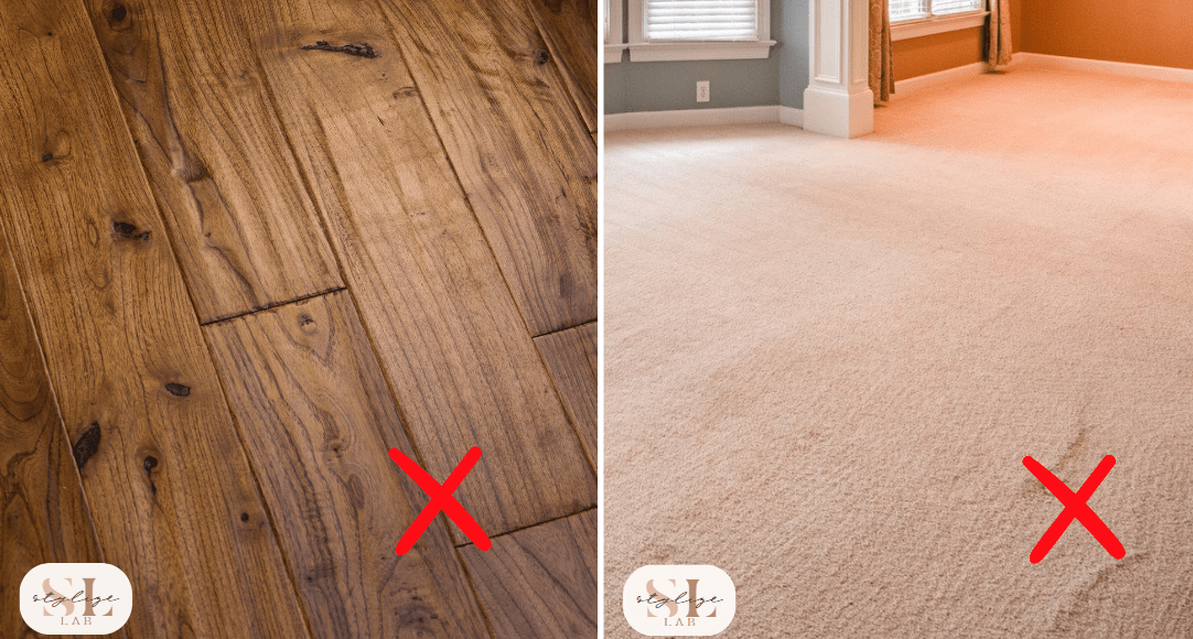 Hardwood and carpeting avoid