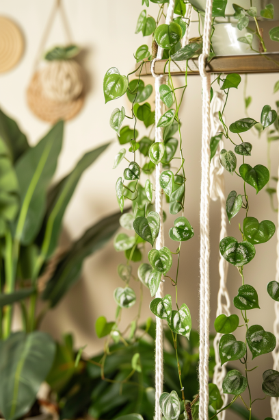 Indoor, Hanging Plants, String of Hearts, Cozy, Ambient Lighting