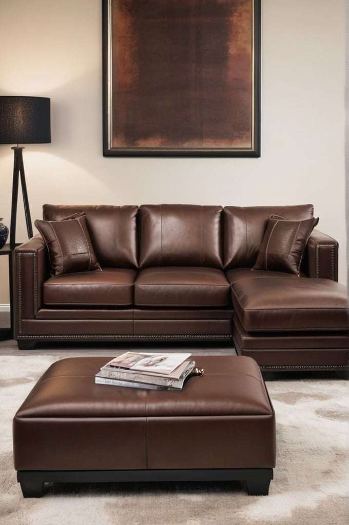 Leather sofa living room