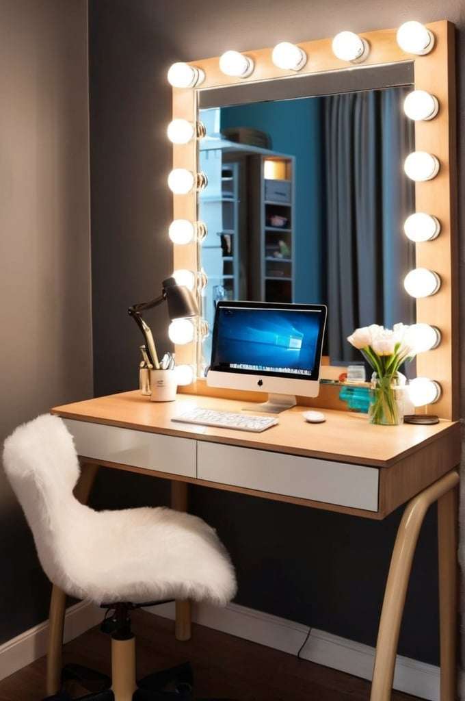 Multi-purpose desk Vanity and computer desk Functional furniture makeup