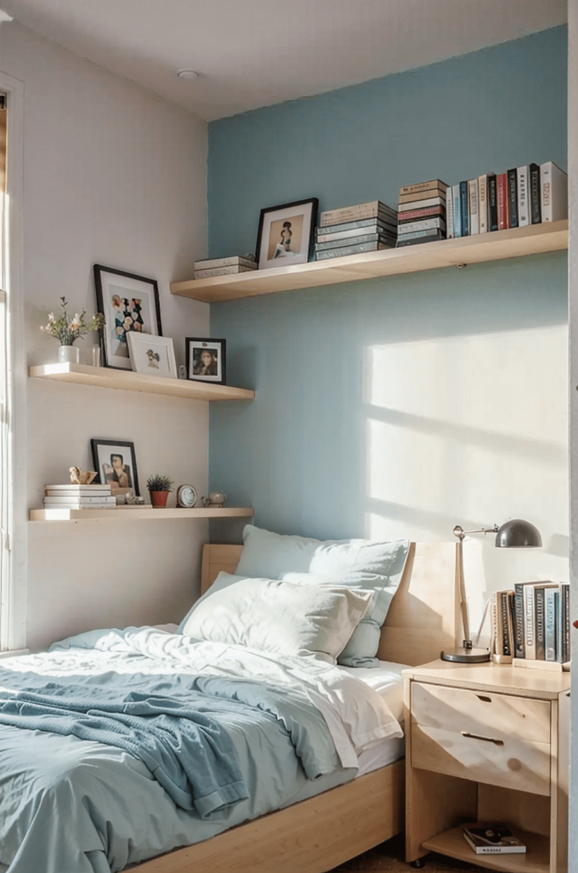 Organized bedroom with smart storage-