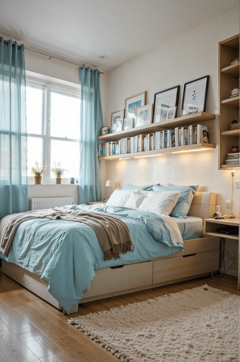 Organized bedroom with smart storage