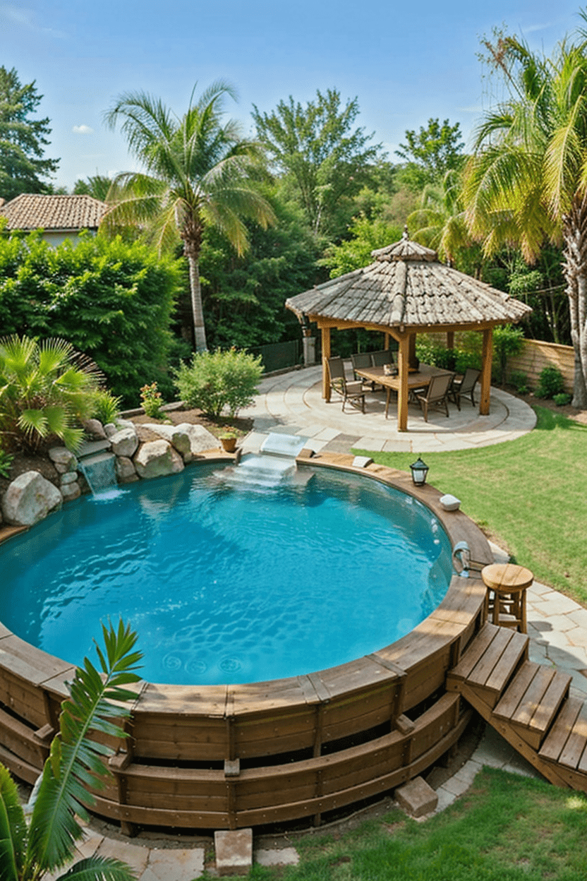 Tropical Oasis in an Average American Backyard style pool above ground