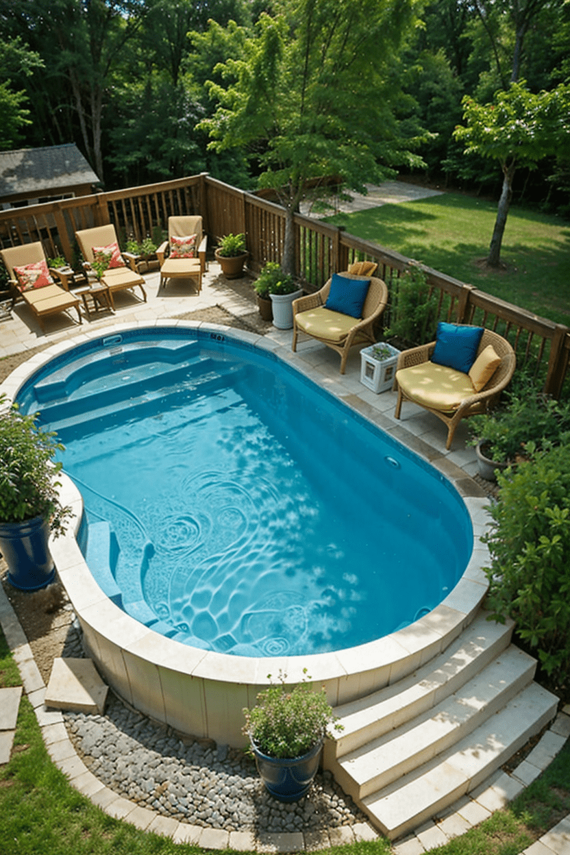 above ground pool with chairs