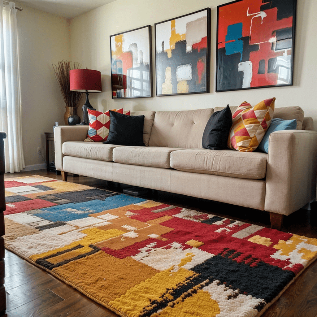 area rugs in living room, synthetic fiber rugs, vibrant and muted rug patterns, high-traffic home décor-