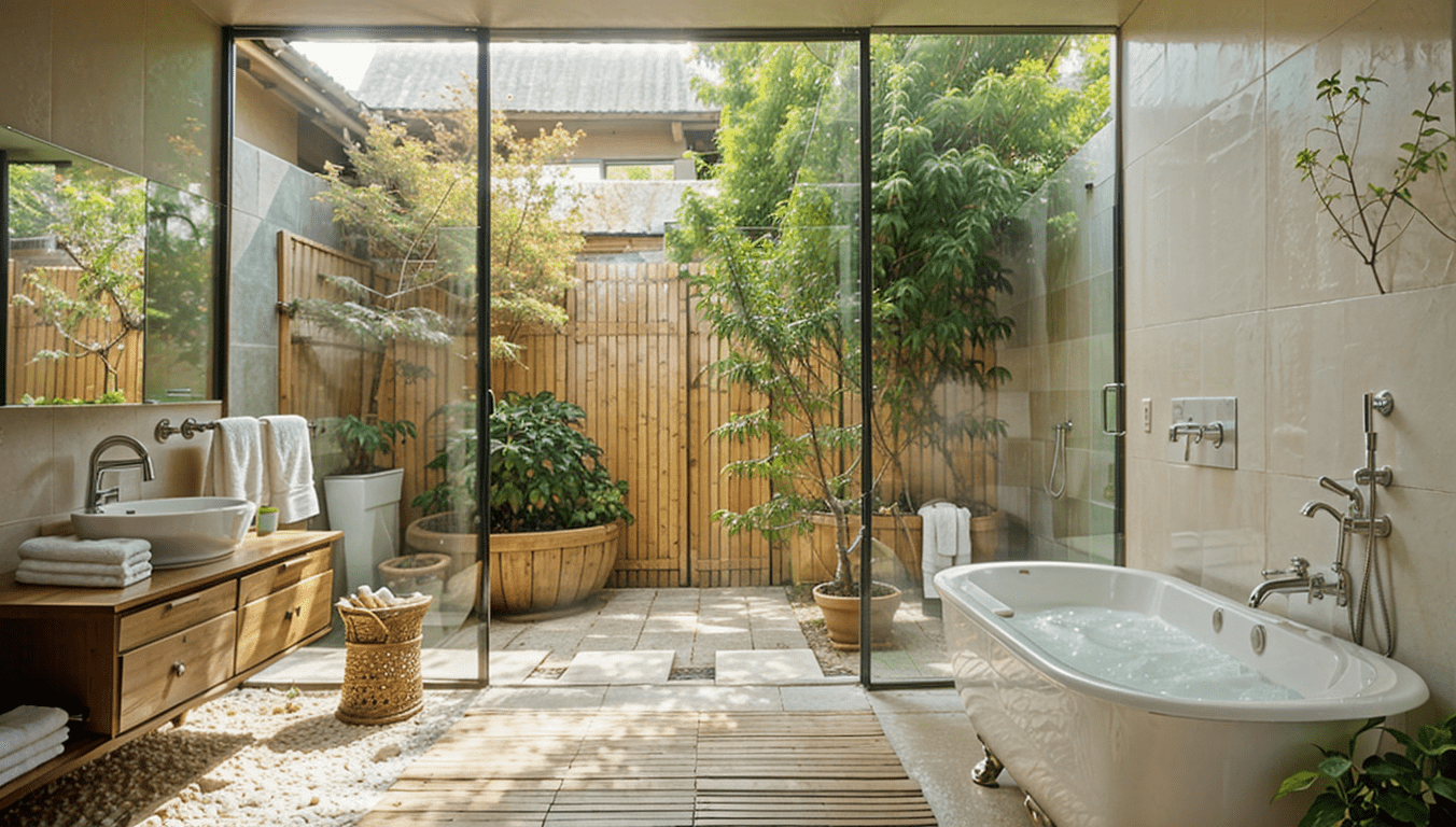 bathroom japandi Merging Indoor and Outdoor Spaces design