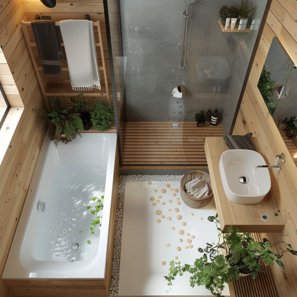 bathroom, minimalist bathtub