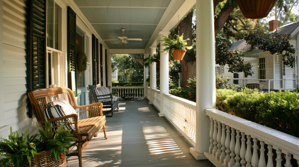 bench seating into front porch