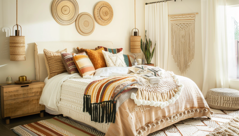 boho bedroom decor, color schemes, warm neutrals, soft pastels, bold colors neutrals colours