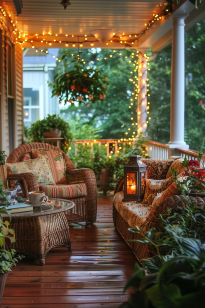 cozy front porch with small table