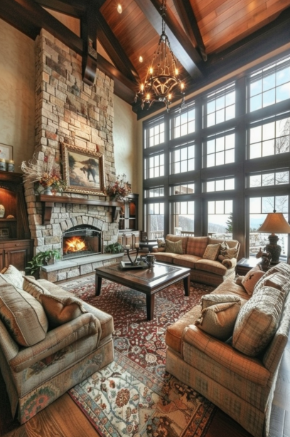 living room, focal point, oversized painting, balanced furniture, natural light...