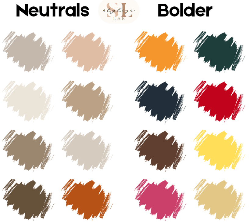 neutrals and bolder colours palette