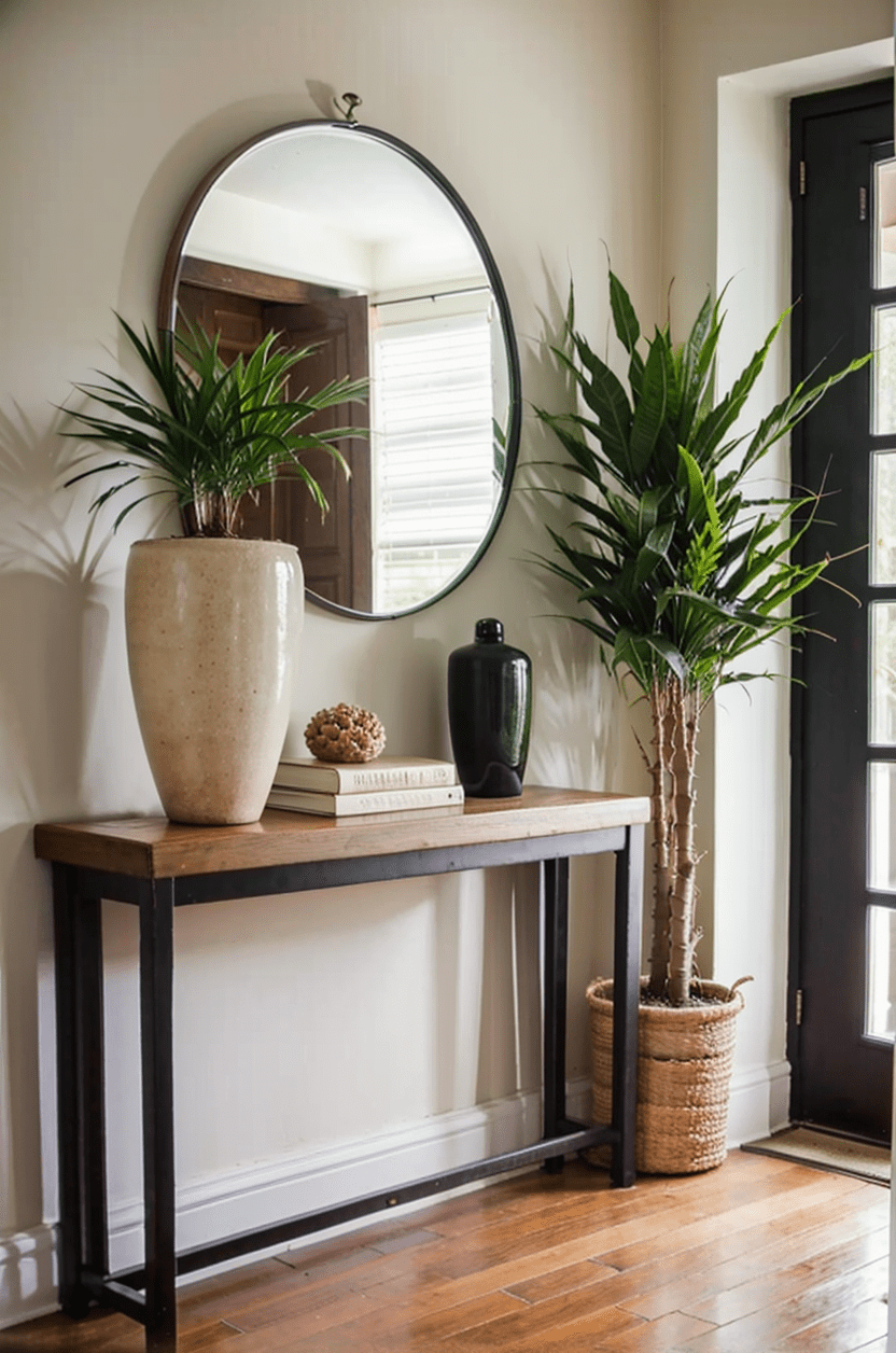 plants in Elegant Living Room entrance