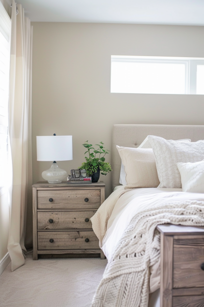 small bedroom, minimalist design, small dresser nightstand, space maximization, modern decor, couples bedroom