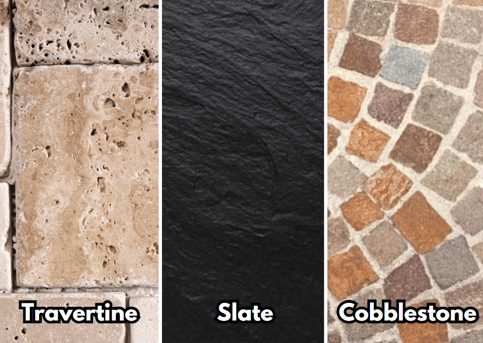 travertine, slate or cobblestone paver