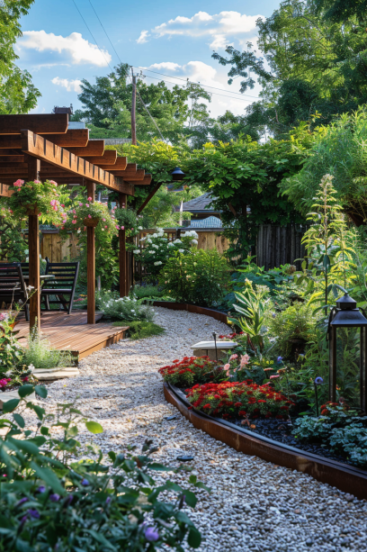 wooden deck garden with edge cozy