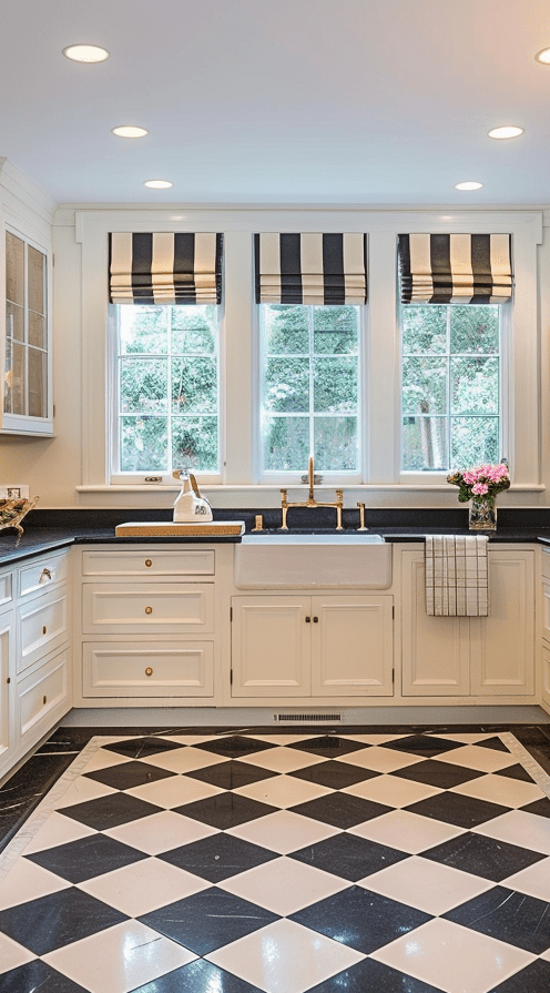 Checkerboard Tiles flooring kitchen