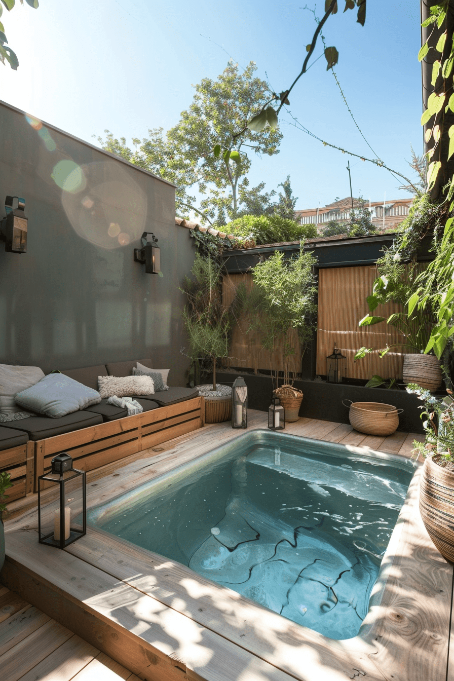 Cozy small inground pool in urban backyard