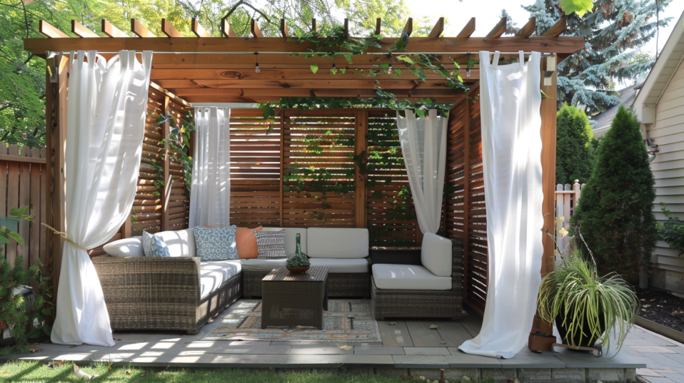 Curtain Privacy Fence curtains with pergola easily increase or decrease