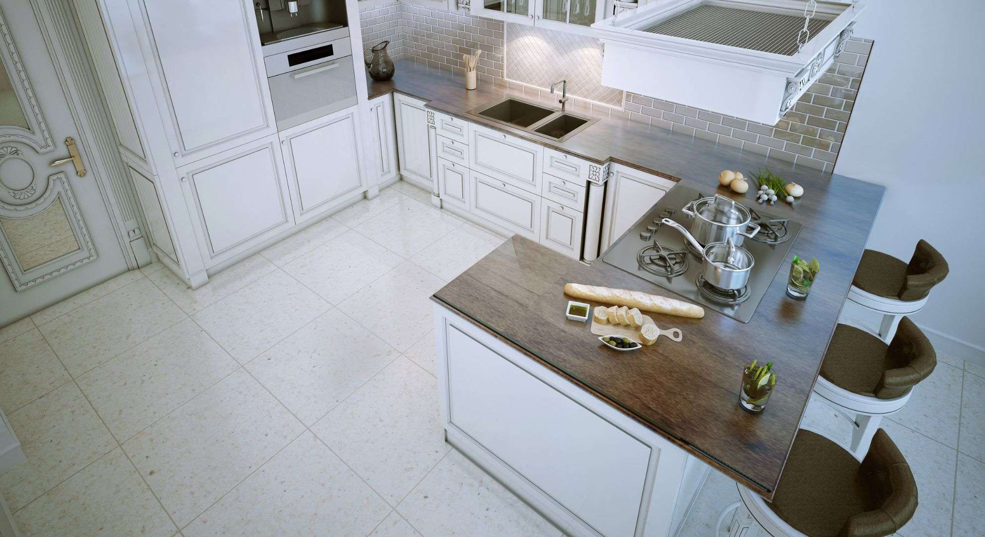 L Shaped island kitchen