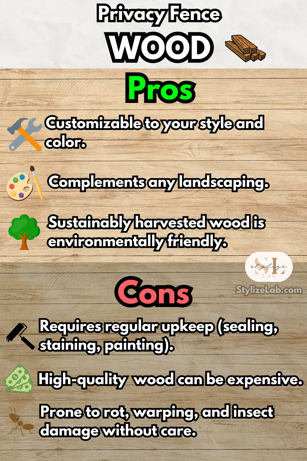 Privacy Fence wood material pros and cons