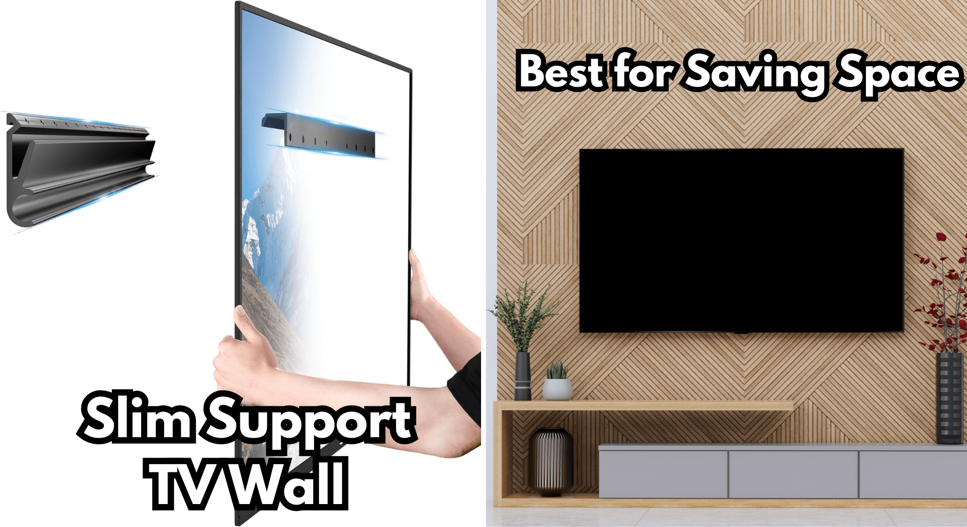 Screen mounted on the wall - best for saving space on tv wall decoration