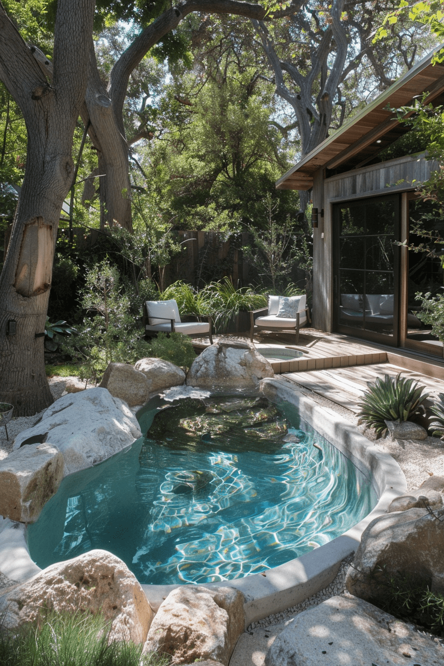 Small Natural Inground Pool in Compact Eco-friendly Backyard