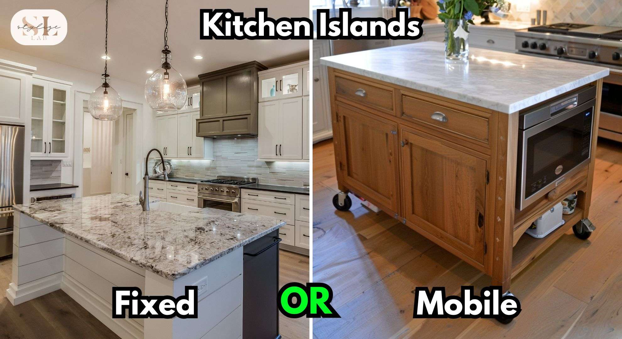 Types of Kitchen Islands, Fixed or Mobile Options