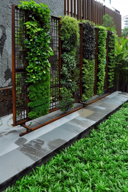 Vertical Garden Privacy Fence Ideas - Lush Greenery Combined with Functionality